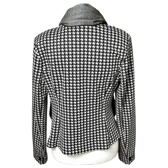 Cabi Houndstooth Woven Knit Relaxed Open Front Cardigan Size S Black Grey White - Picture 2 of 12